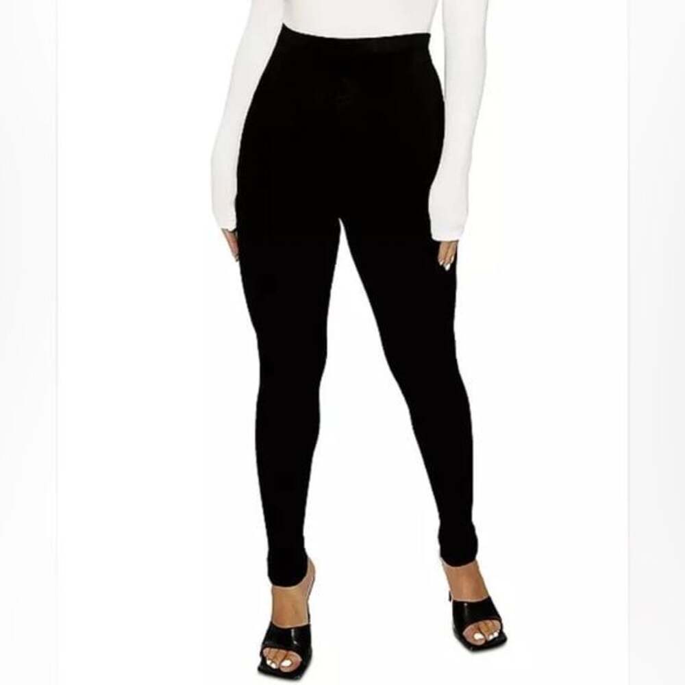 Naked Wardrobe Oh So Snatched Ribbed Leggings in Black Size Small
